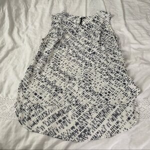 Calvin Klein SMALL Sleeveless Blouse Grey Blue Abstract